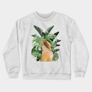 Girl and plant leaves Crewneck Sweatshirt